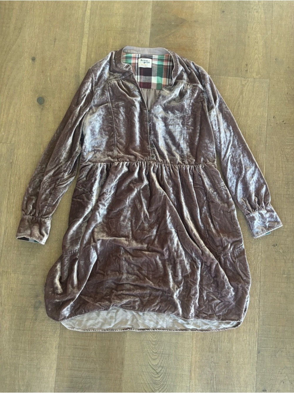 holding horses anthropologie velvet shirtdress mini dress - Picture 2 of 5